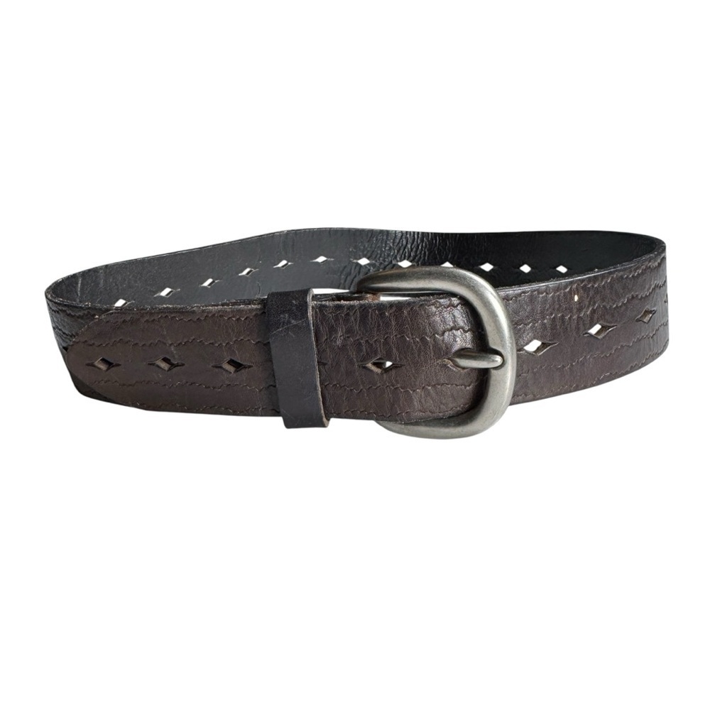 Fossil Genuine Leather Chocolate Brown Cutout Belt, Size S